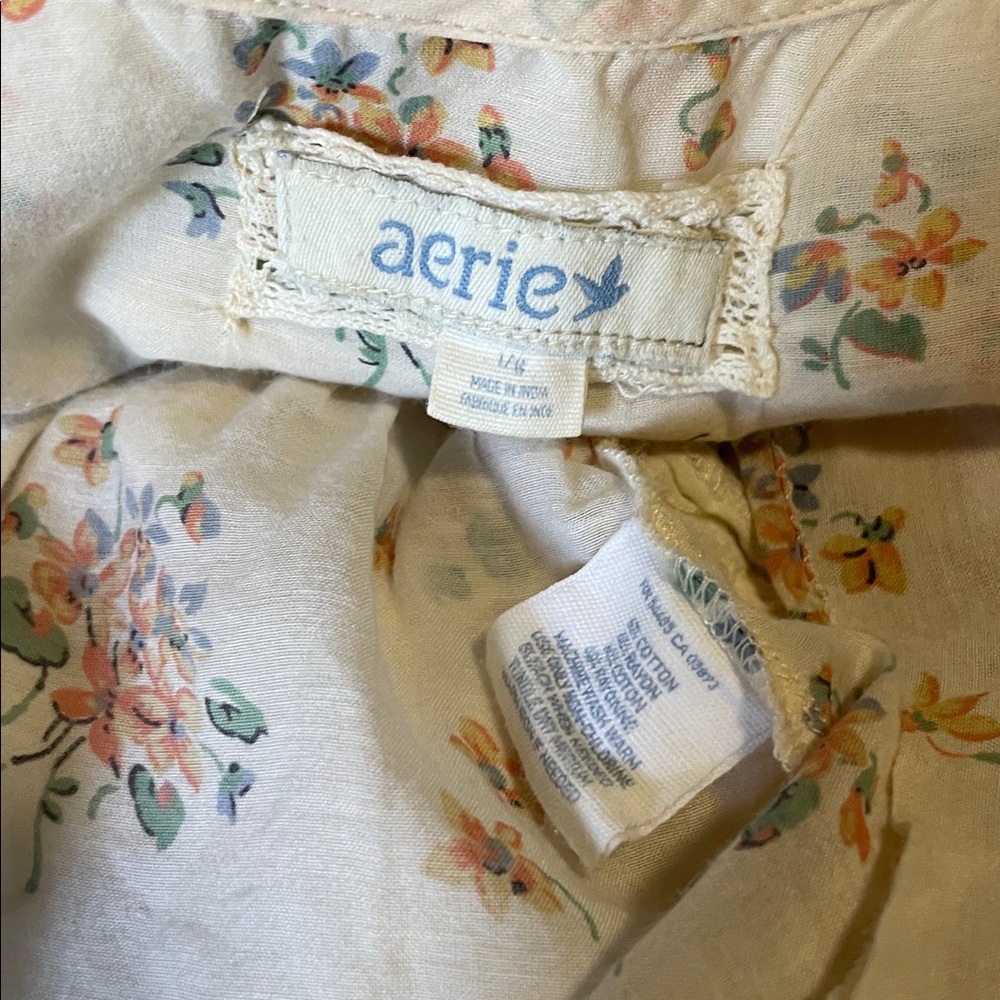 Aerie White Sleeveless Tank Top with Scoop Neck Ruffled Tie Front - Picture 3 of 3